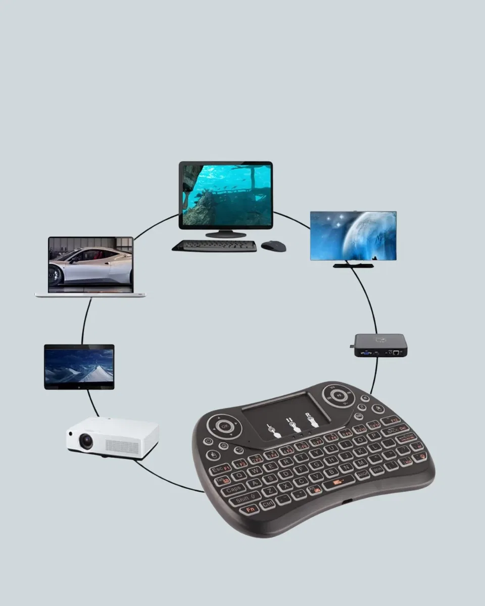 Işıklı Kablosuz Mini Klavye – 2. 4 GHz, Dokunmatik Mouse Özellikli görsel 3