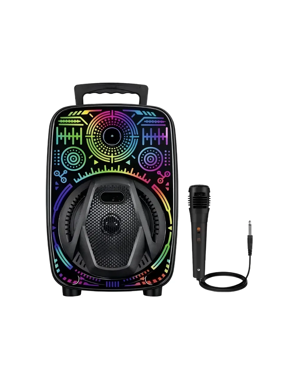 Karaoke Hoparlör RGB LED Işıklı USB FM Radyo Destekli Taşınabilir Speaker görsel 2