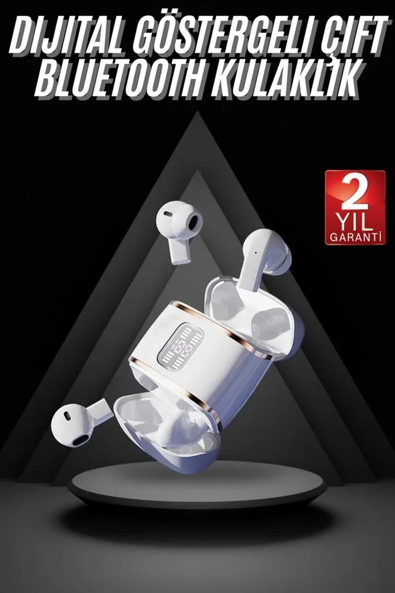 4 Adet Çift Kulaklık Dijital Göstergeli Yüksek Ses Kaliteli Bluetooth Kulaklık görsel 2