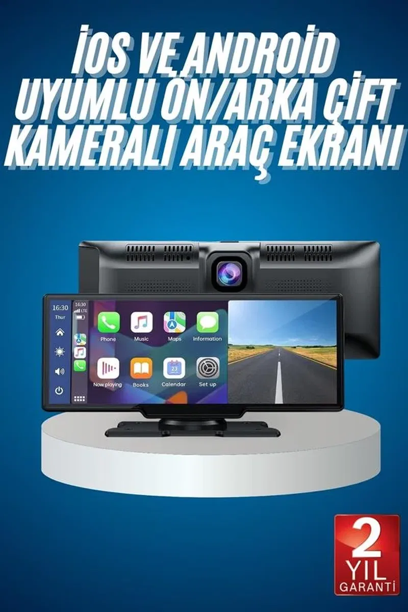 4K Ultra Araç İçi Ön ve Arka Kameralı Ekran HD 2 Kameralı Torpido Üstü Araç Multimedya görsel 2