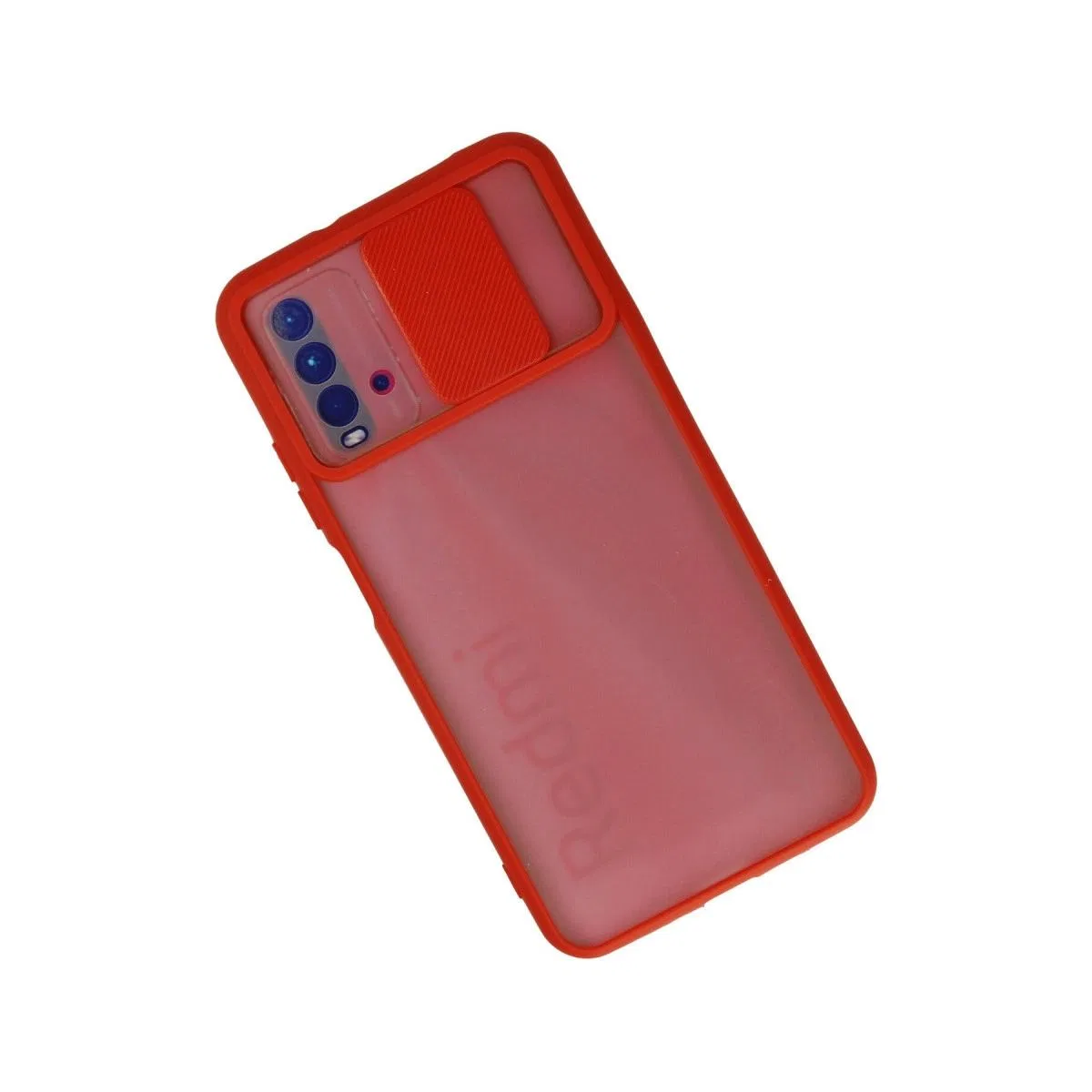 Xiaomi Redmi 9t Kılıf Palm Buzlu Kamera Sürgülü Silikon - Kırmızı görsel 2