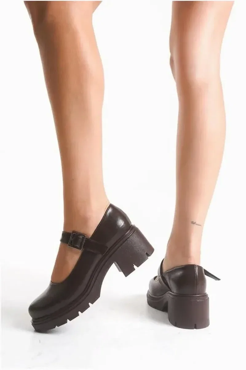 Kadın Rugan Loafer Kırışık Tokalı Ayakkabı Ayakkabı Tabanlı Yüksek Casual Mevsim görsel 3