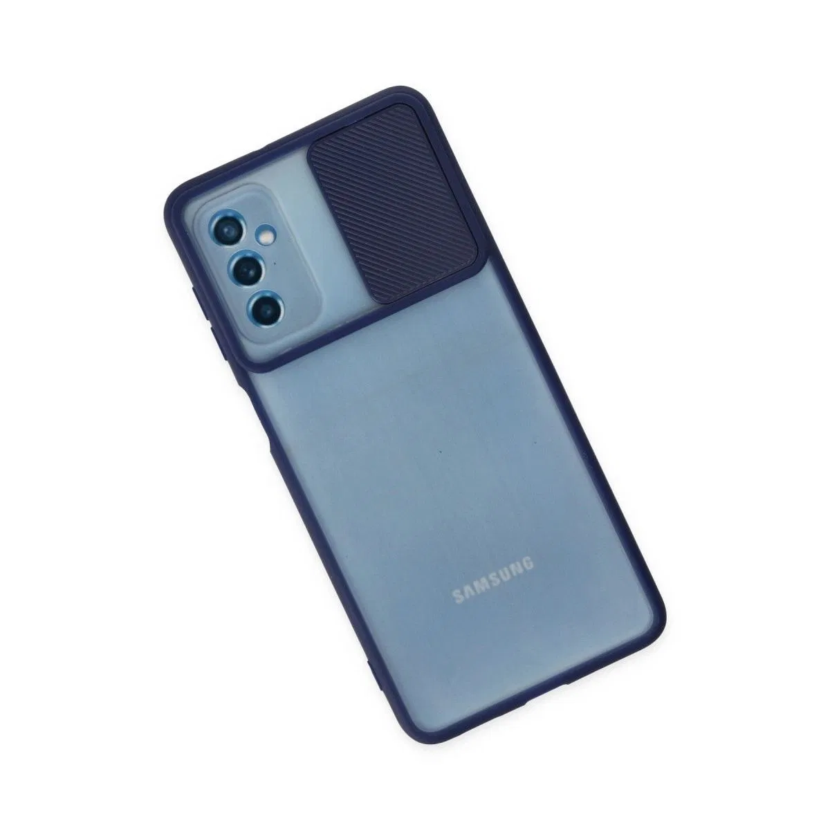 Samsung Galaxy M52 5g Kılıf Palm Buzlu Kamera Sürgülü Silikon - Lacivert görsel 3
