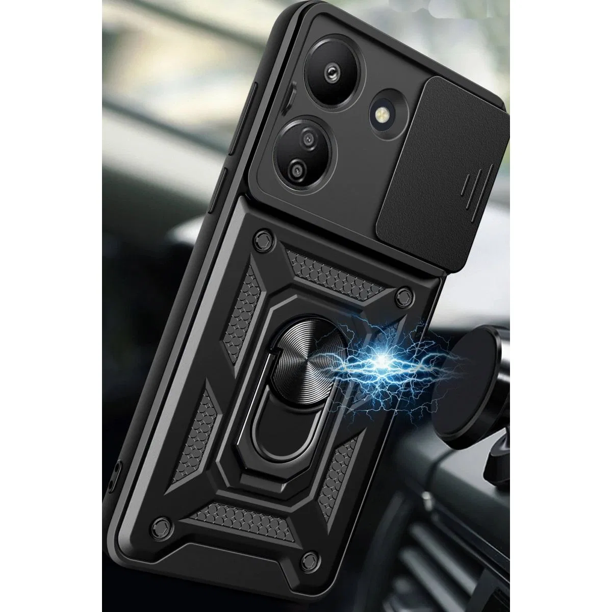 Xiaomi Redmi 13c Kılıf Pars Lens Yüzüklü Silikon - Kırmızı görsel 3
