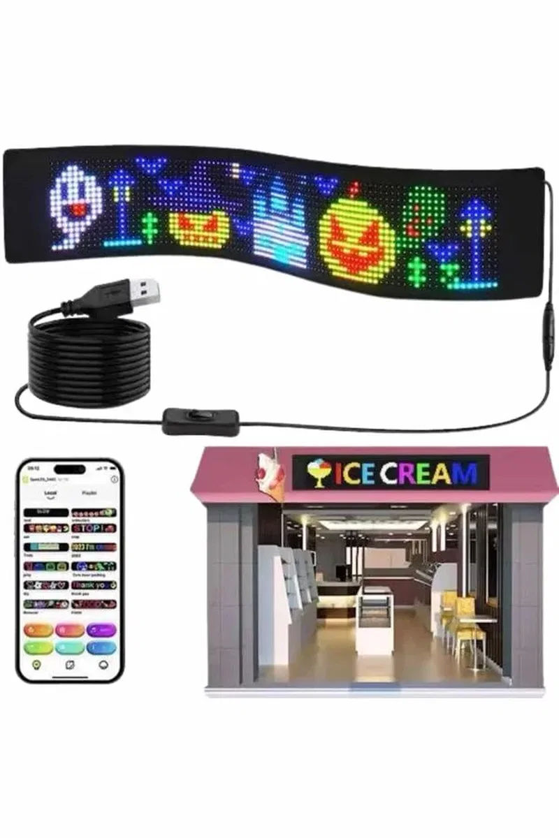 LED Matrix Panel RGB Ekran Kumandalı Araç Camına Uygun görsel 5