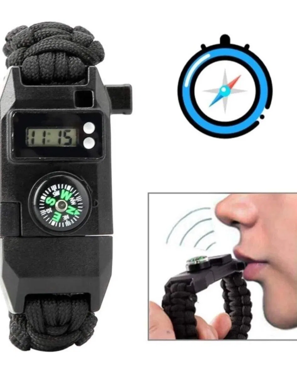 Paracord Dijital Saat Düdük Hayatta Kalma Kamp Bilekliği görsel 2