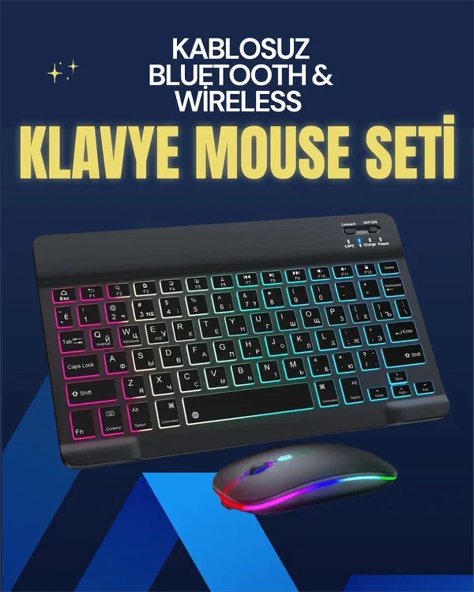 Şık ve Sessiz Tasarımlı Işıklı Klavye Mouse Seti – Şarjlı, Wireless görsel 2