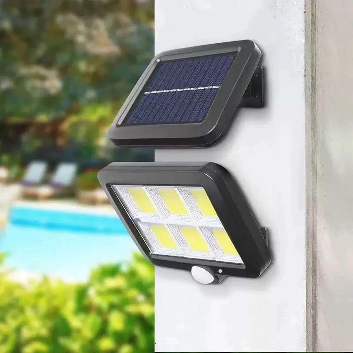 120 Cob Led Solar Panelli 3 Modlu Duvar Lambası Uzaktan Kumandalı Mz-302k görsel 3