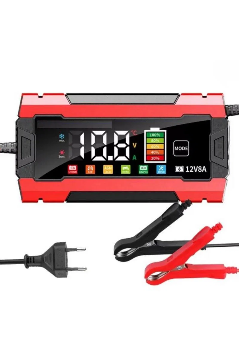 12v 8a Akıllı Akü Şarj Cihazı 12v 8a Lcd Ekranlı Pulse Repair Otomatik Akü Şarj & Desülfatör görsel 5