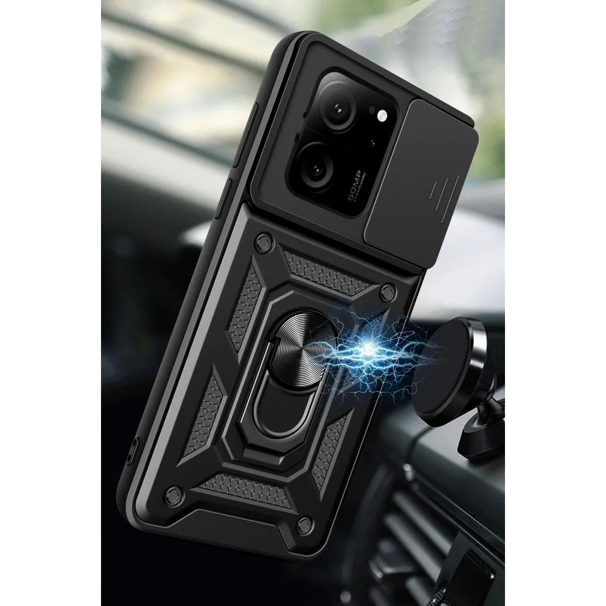 Xiaomi Mi 13t Pro Kılıf Pars Lens Yüzüklü Silikon - Yeşil görsel 2