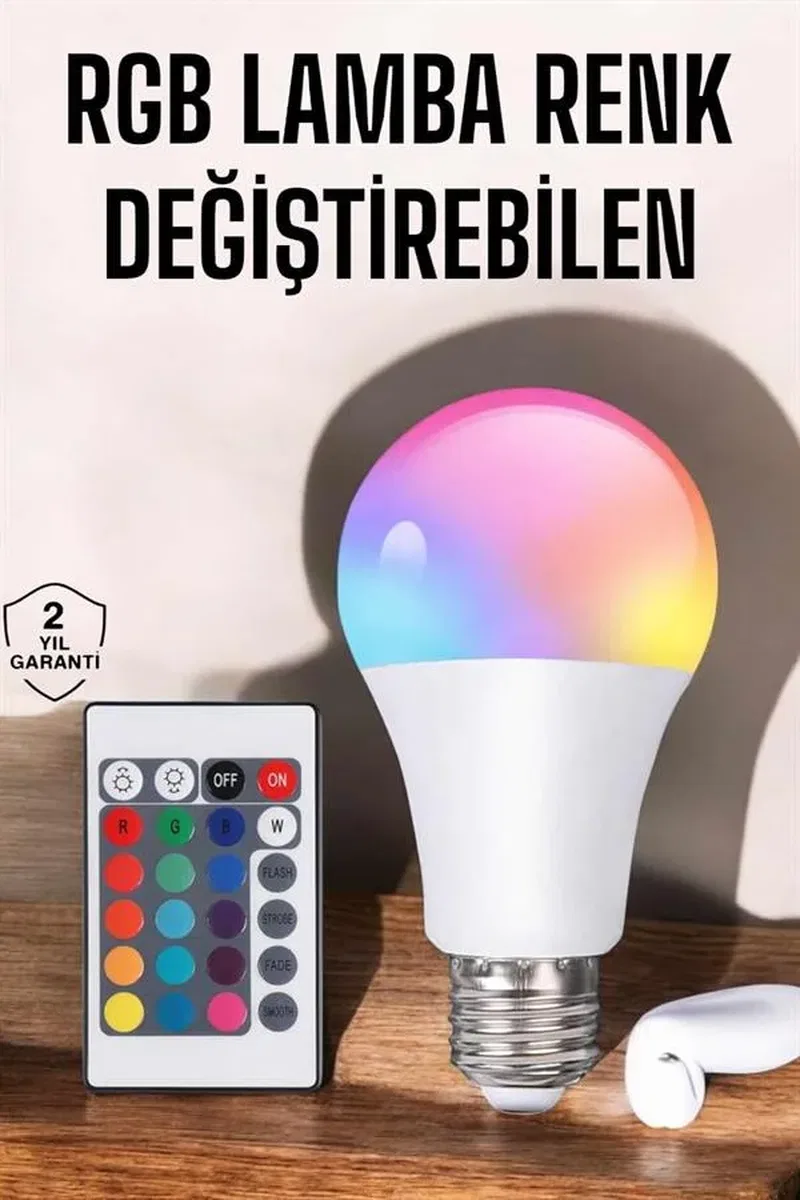 Led Ampul Enerji Dostu RGB Işıklı 100W Led Işık görsel 2