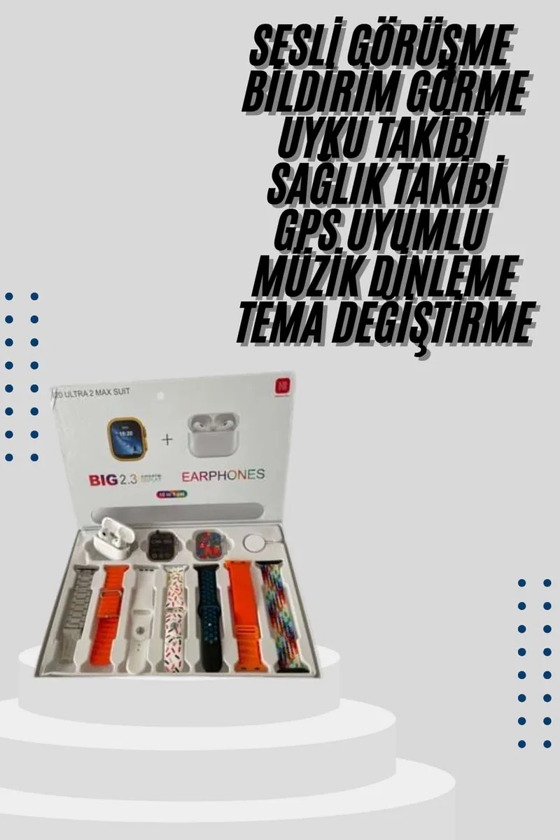 9 Ultra Akıllı Saat 49mm 2inç Ekran 7 Kordonlu ve Bluetooth Kulaklık görsel 2