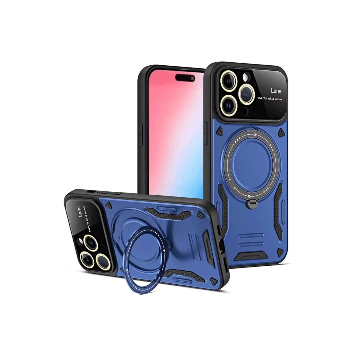 Apple İphone 16 Pro Kılıf Joy Lens Standlı Kapak - Lacivert
