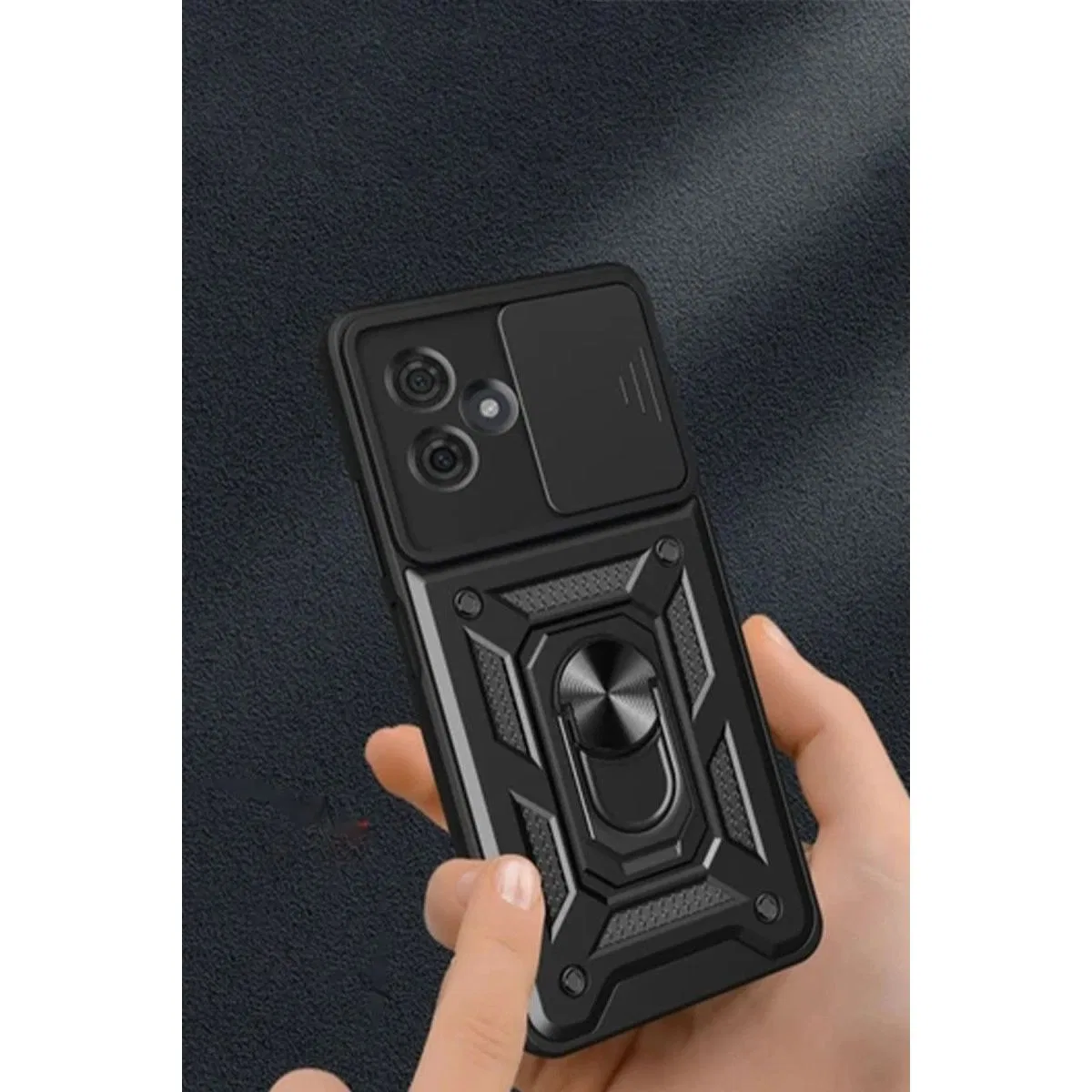 Xiaomi Redmi Note 13 Pro Plus Kılıf Pars Lens Yüzüklü Silikon - Lacivert görsel 3