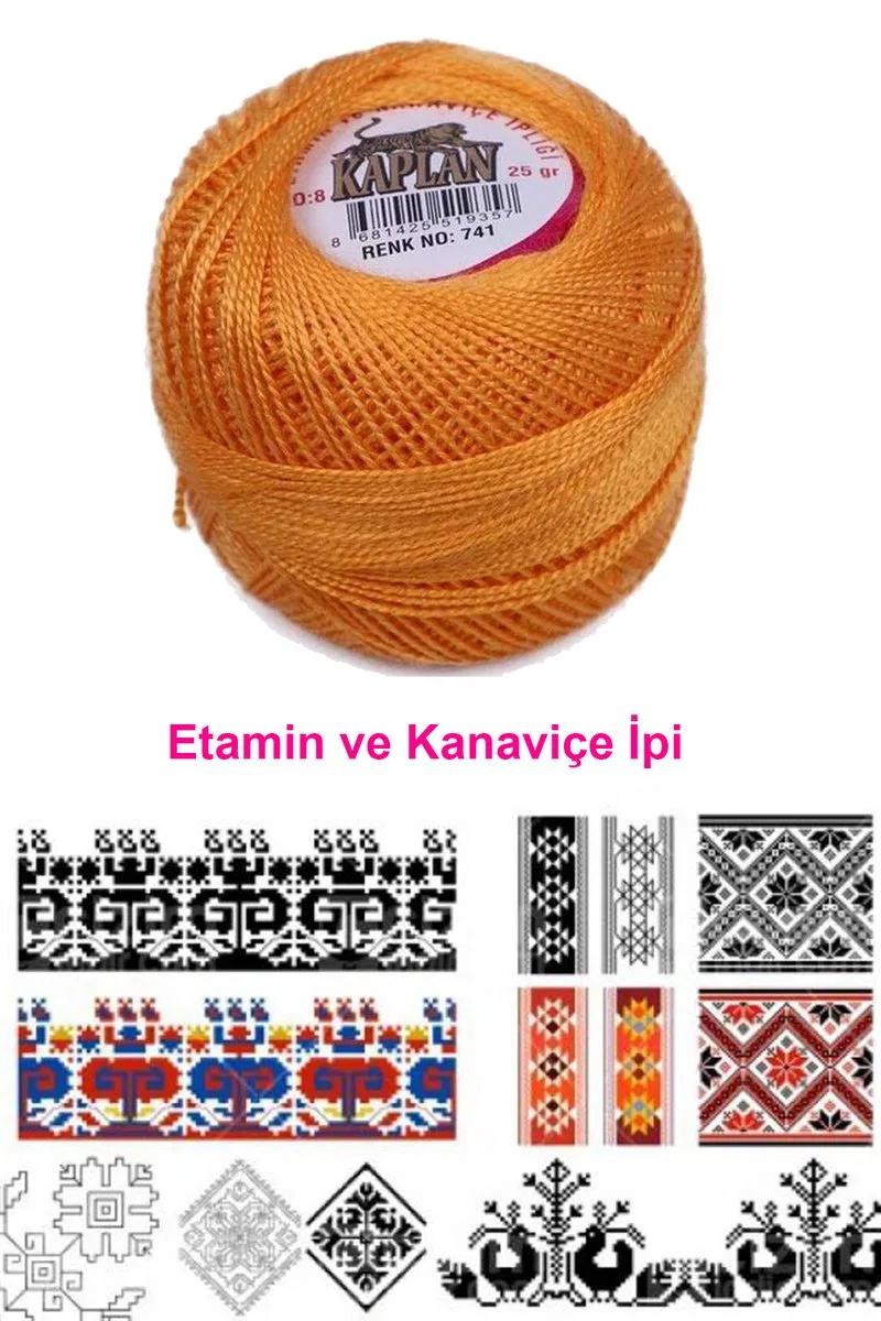 Kaplan Etamin Ve Kanaviçe İpi 8 No Kod/Renk: 741 - Royaleks görsel 2