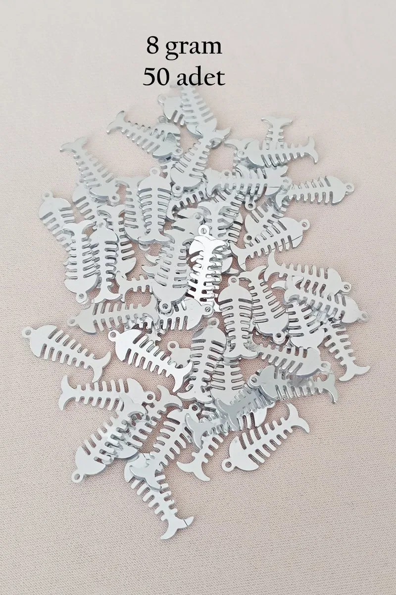 Oya Abiye Bileklik Kolye Pleksi Metalik Plastik Pul Gümüş Renk 8 gram 50 adet - BNC529