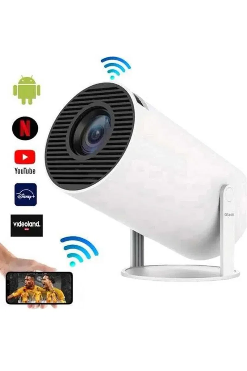 Sinema Projektörü Android HDMI USB WİFİ Ses Çıkışlı Ayaklı Projeksiyon Taşınabilir görsel 5