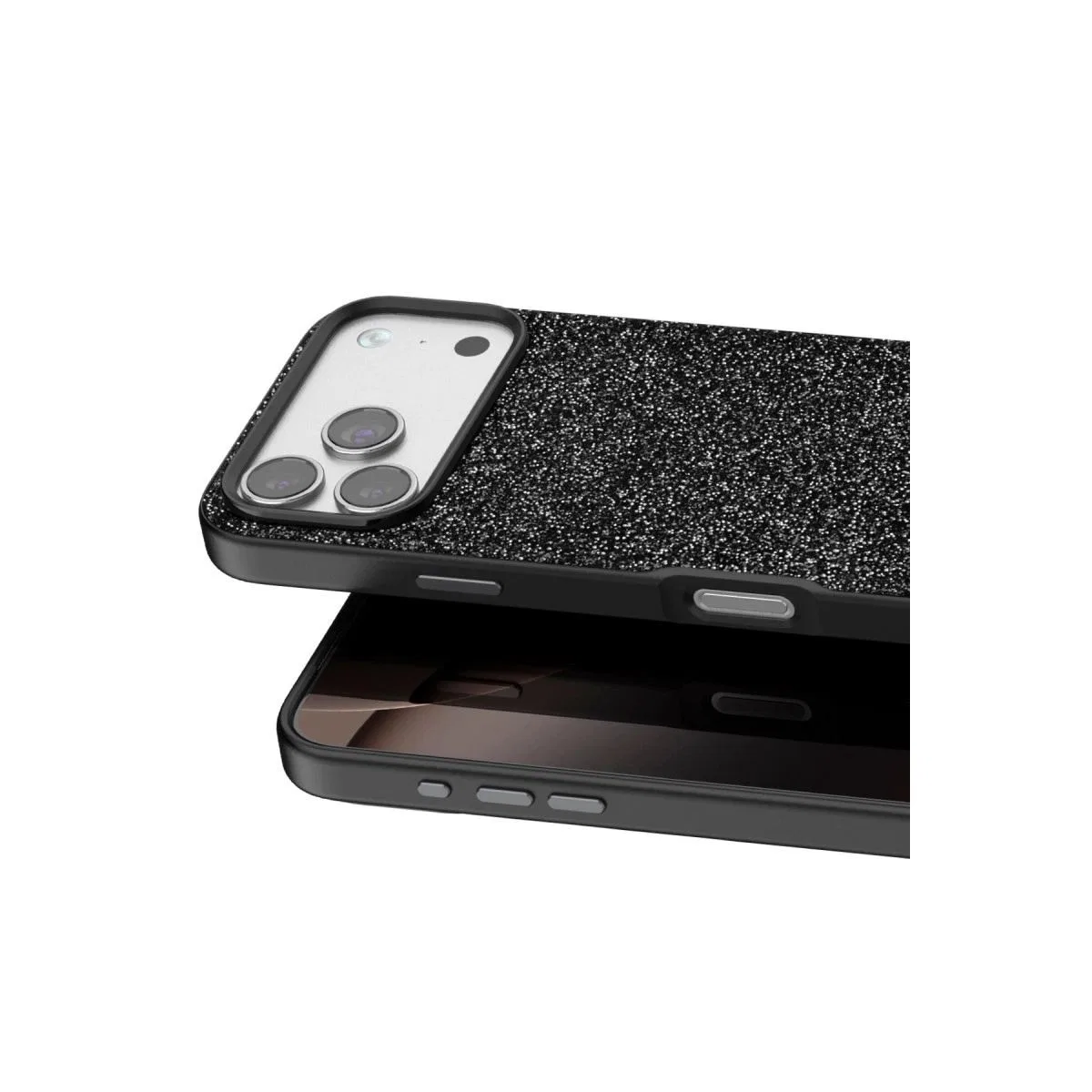 Onegif Apple İphone 17 Pro Max Bright Simli Kapak - Siyah görsel 2