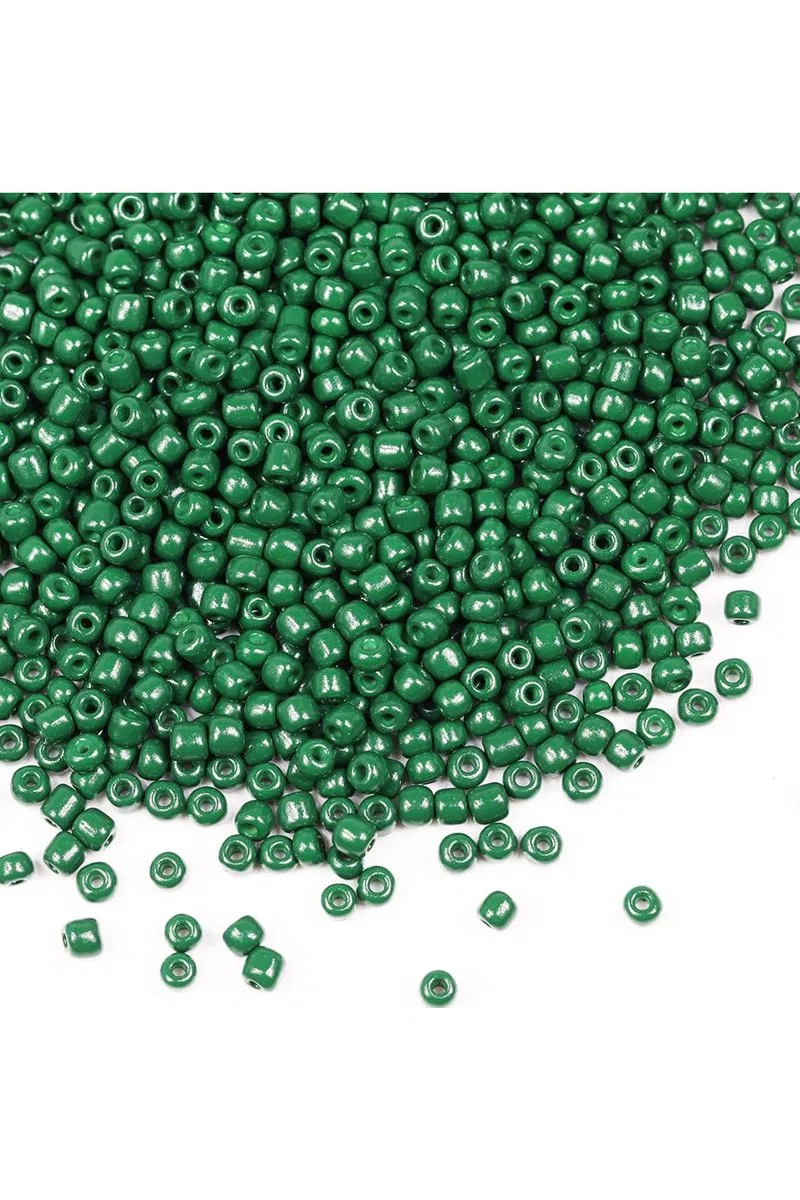 Koyu Yeşil Renk 4 mm Yaklaşık 1100 adet / 100 gram Cam Boncuk Oya Yazma Bileklik ve Kolye görsel 4