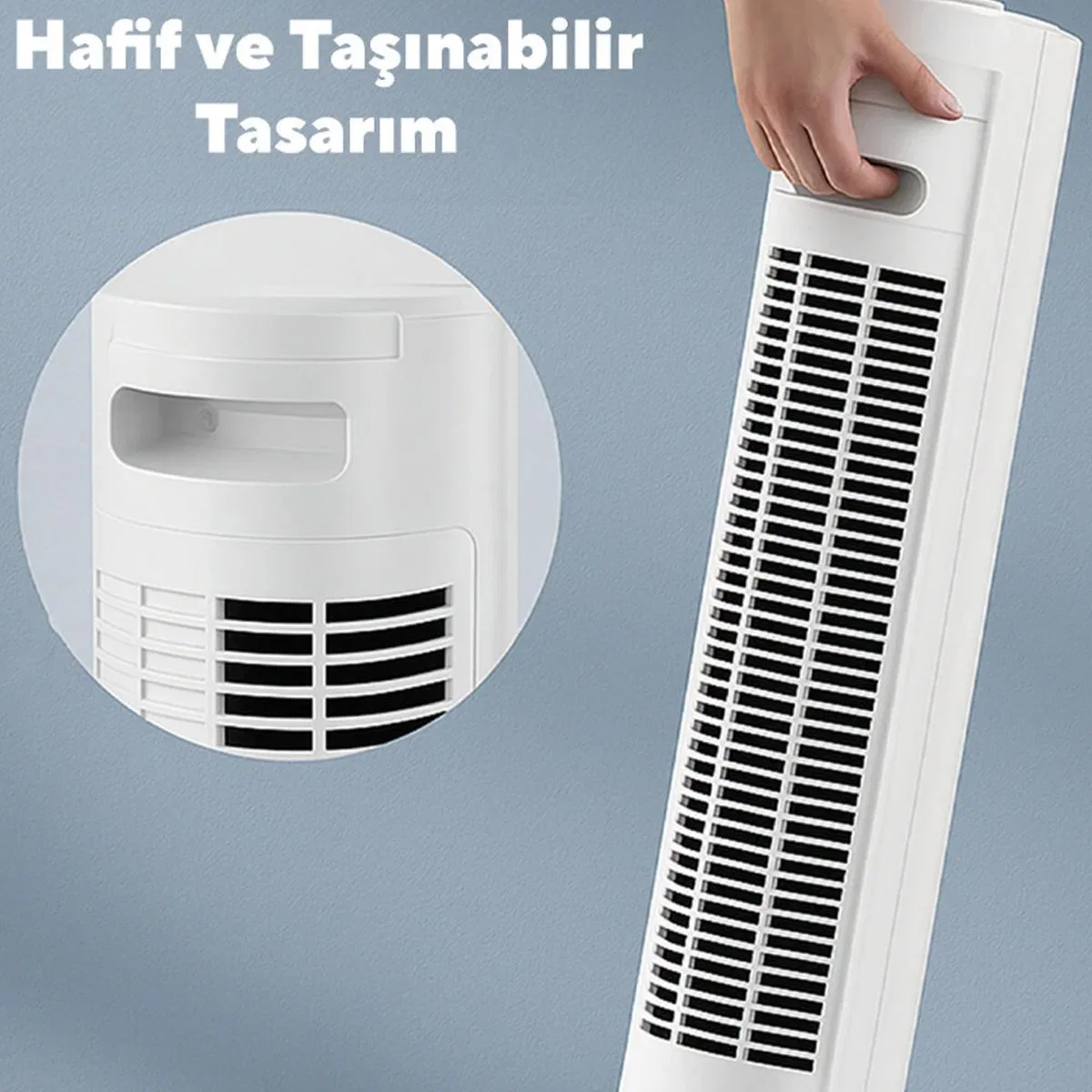 Kule Tipi Vantilatör 50W 3 Kademe Zamanlayıcı (Beyaz) görsel 6