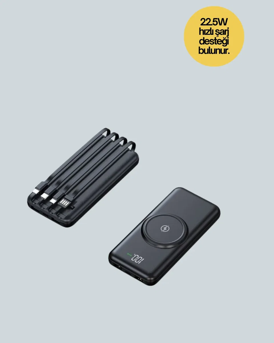 Kompakt Tasarım, Güçlü Performans – 10000mAh Kablosuz Powerbank görsel 4