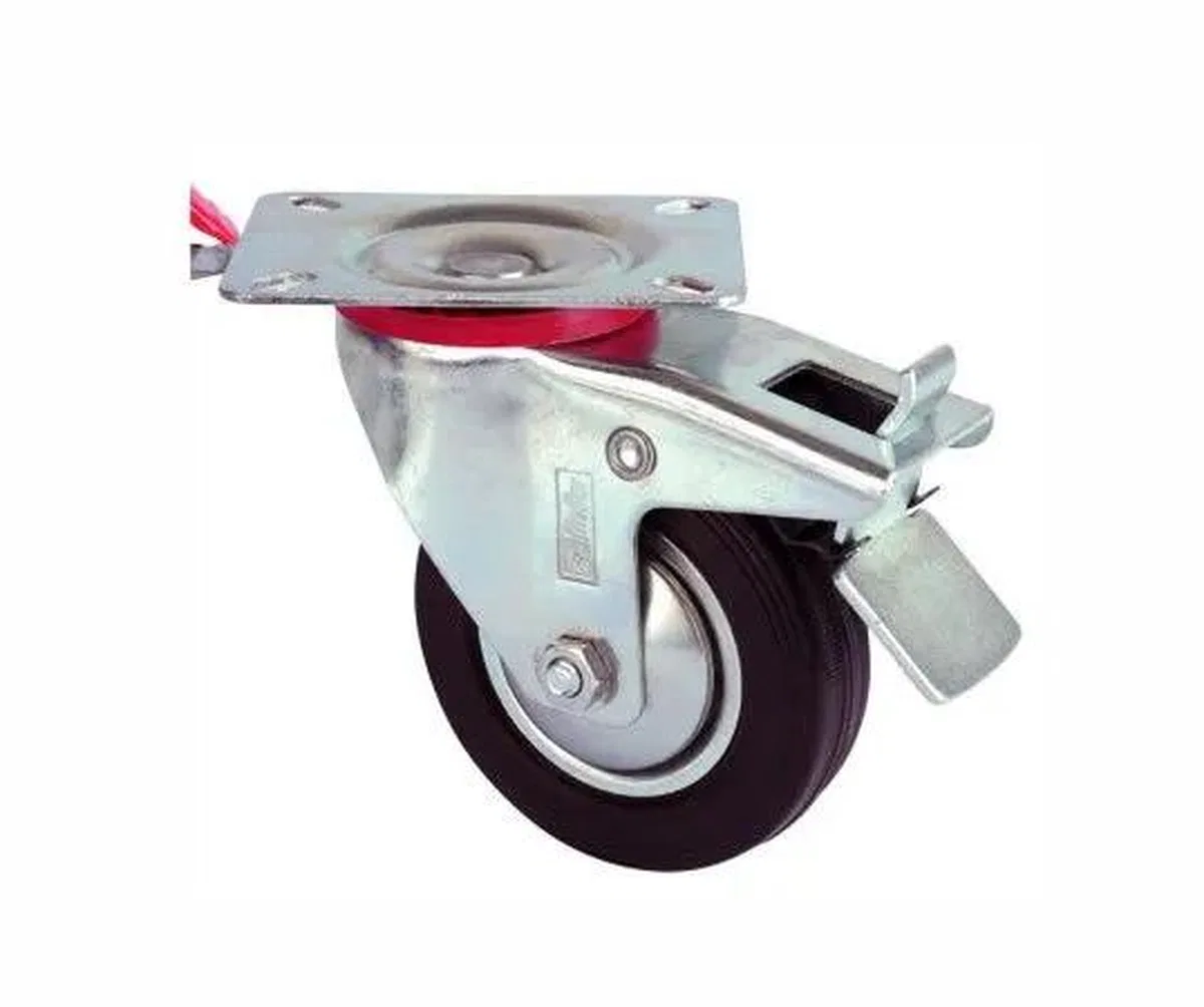 Servis Tekeri - Tablalı Frenli Siyah Döner - Çap 100 Mm görsel 2