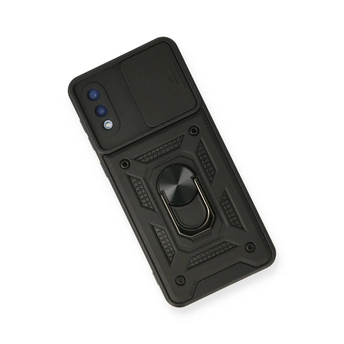 Samsung Galaxy A02 Kılıf Pars Lens Yüzüklü Silikon - Siyah görsel 3