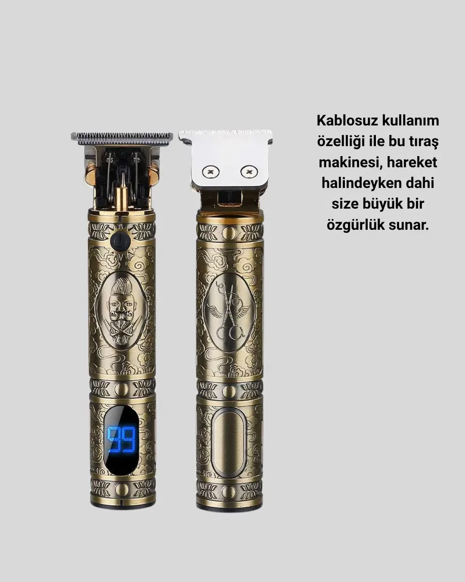 Şarjlı Kablosuz Tıraş Makinesi – 1800 mAh Batarya, Uzun Pil Ömrü, Profesyonel Sessiz Motor görsel 2