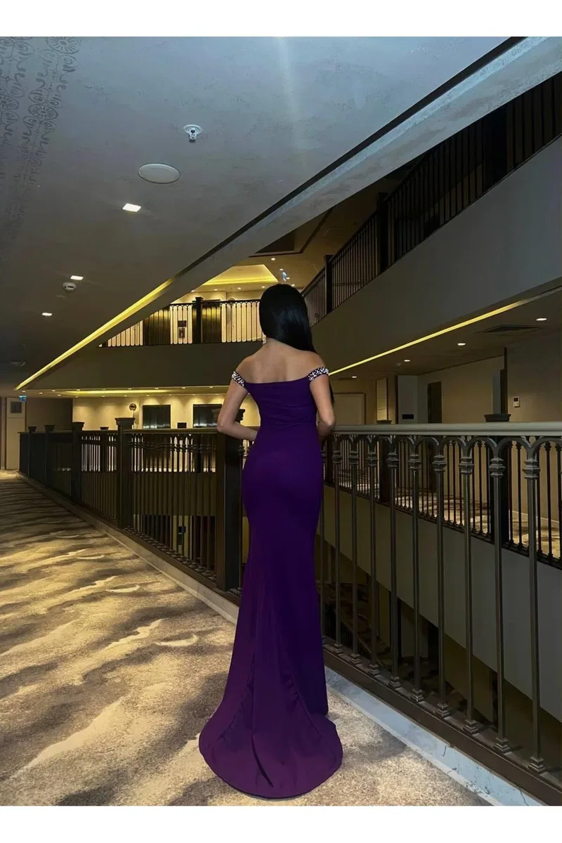 Kadın Modern Stil Mezuniyet Elbisesi Kalp Yaka Askılı Balık Kesim Abiye Elbise görsel 7