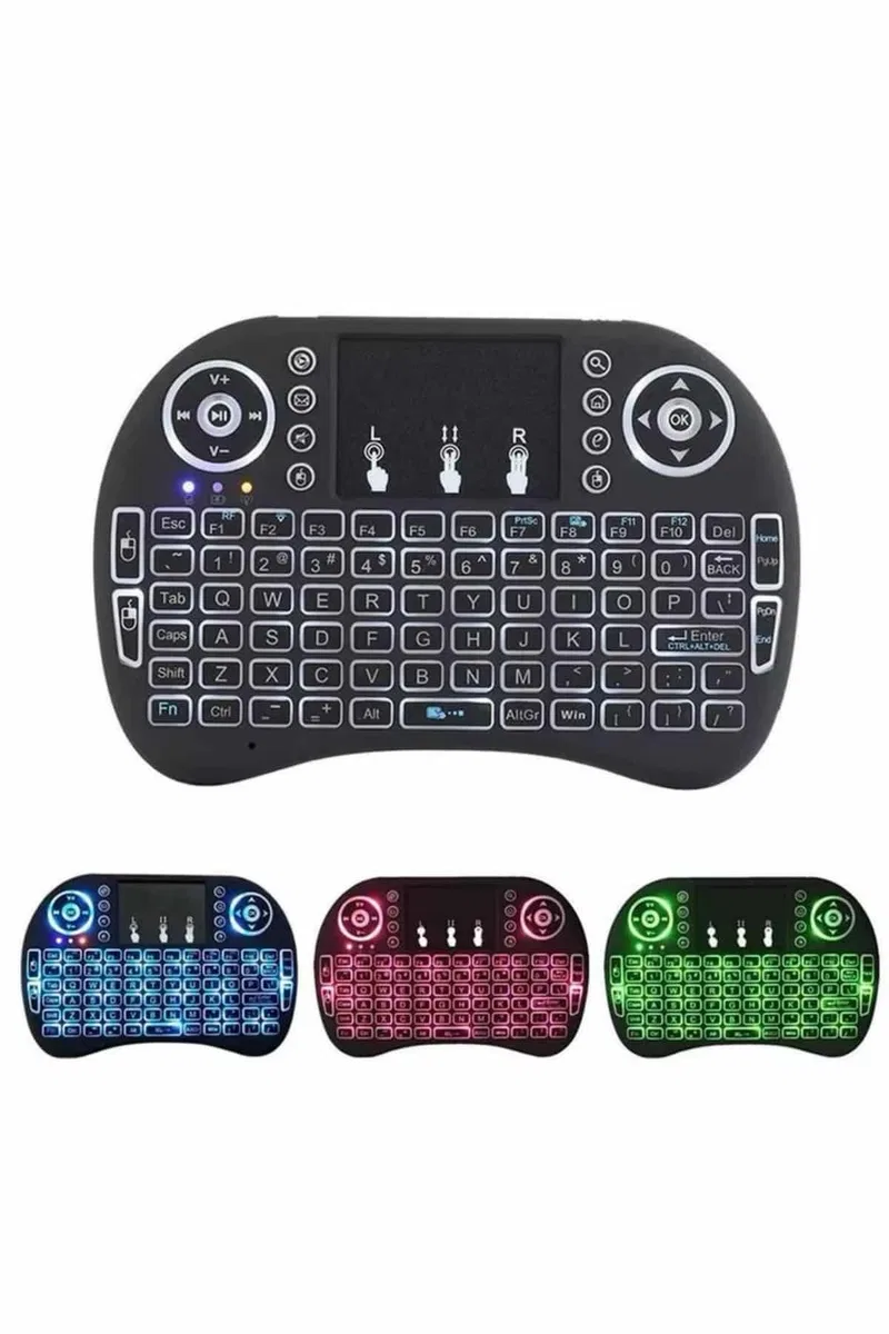 Işıklı Kablosuz Mini Klavye ve Dokunmatik Mouse Seti Türkçe Kablosuz görsel 2