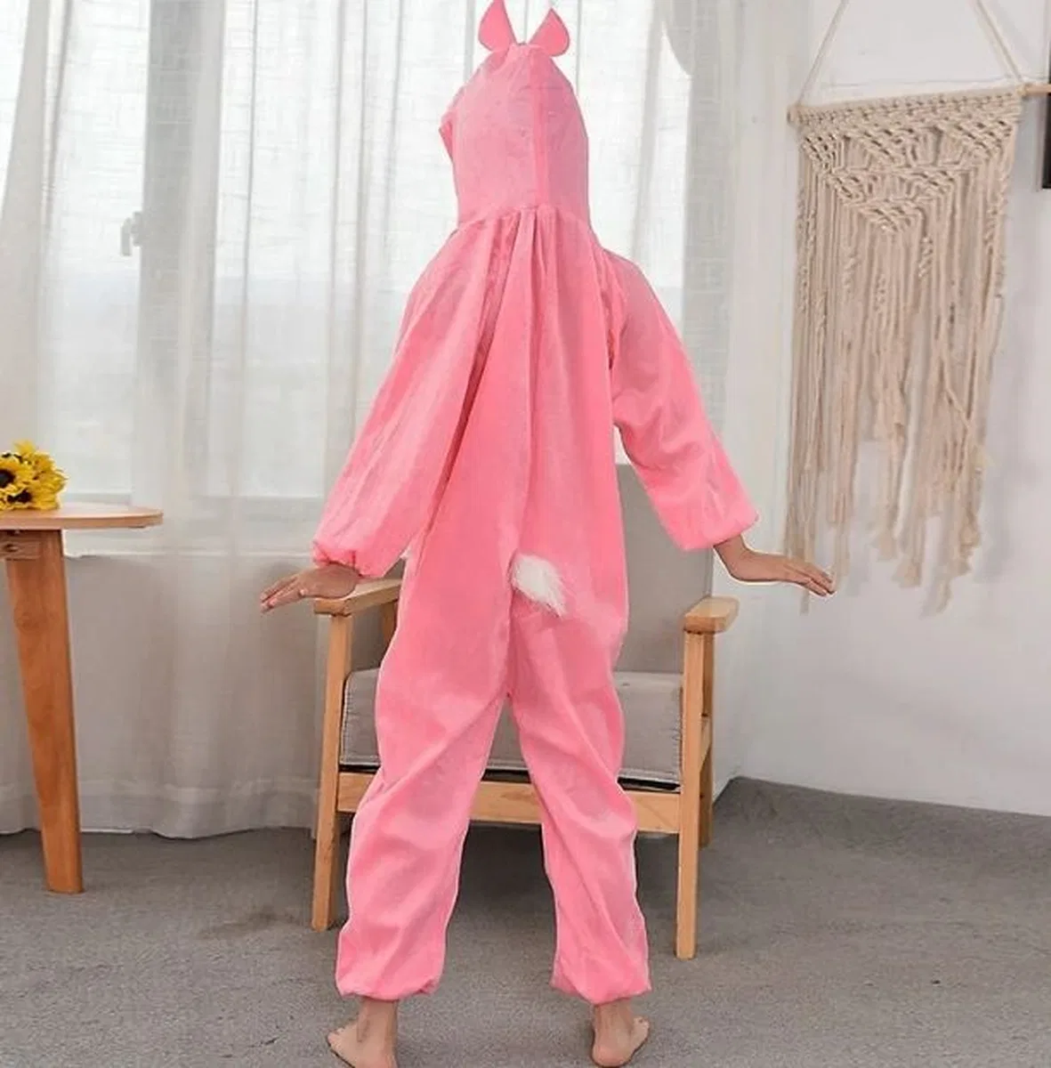 Çocuk Tavşan Kostümü Pembe Renk 2-3 Yaş 80 Cm görsel 4