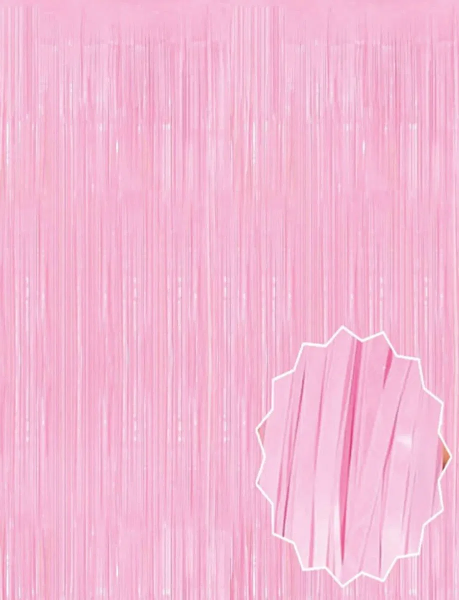 Soft Pembe Püsküllü Kapı Perdesi - Parti, Baby Shower, Cinsiyet Partisi 1x2 M