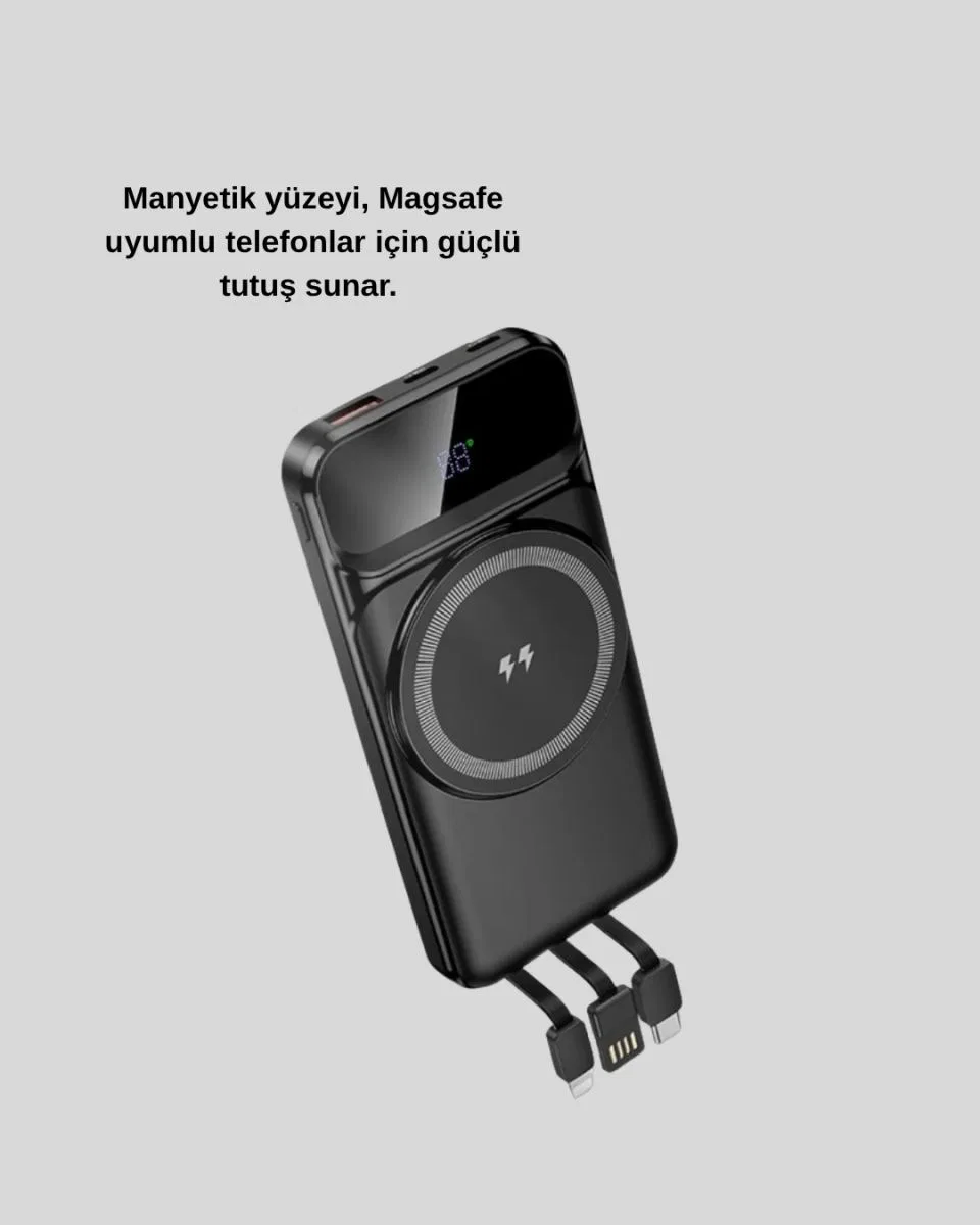 10000 Mah Kablosuz Powerbank – 15w Hızlı Şarj, Type-c Çoklu Çıkışlı görsel 3