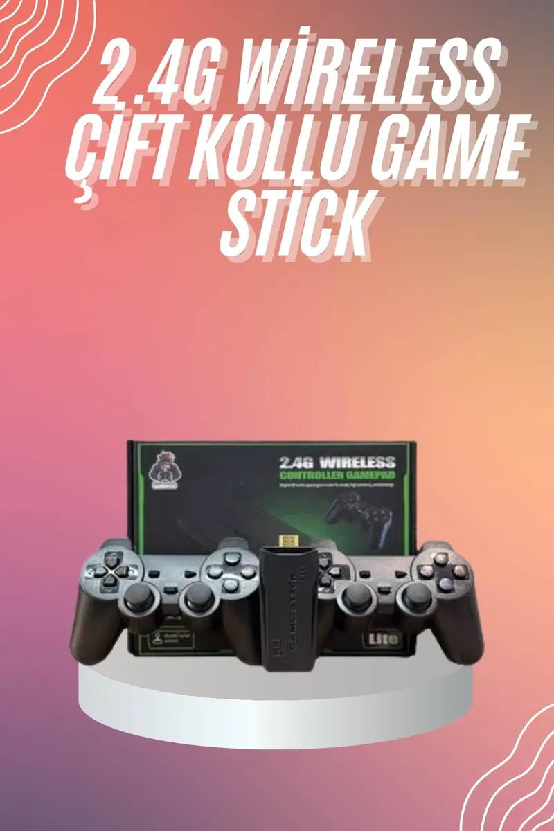 4k Game Stick Oyun Konsolu 2. 4g Kablosuz Çift Kol Nostaljik Oyunlar