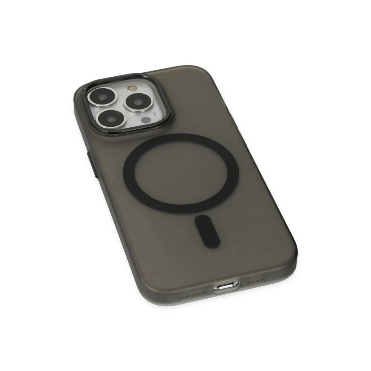 Apple İphone 15 Pro Max Kılıf Lodos Magneticsafe Mat Kapak - Siyah görsel 4