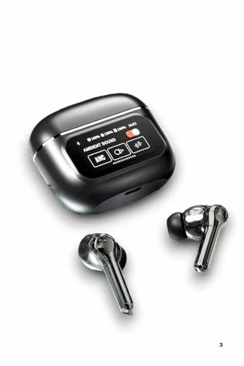 Yeni Nesil ANC Özellikli Çağrı Cevaplayan Dokunmatik Ekranlı Bluetooth Kulaklık Siyah görsel 3