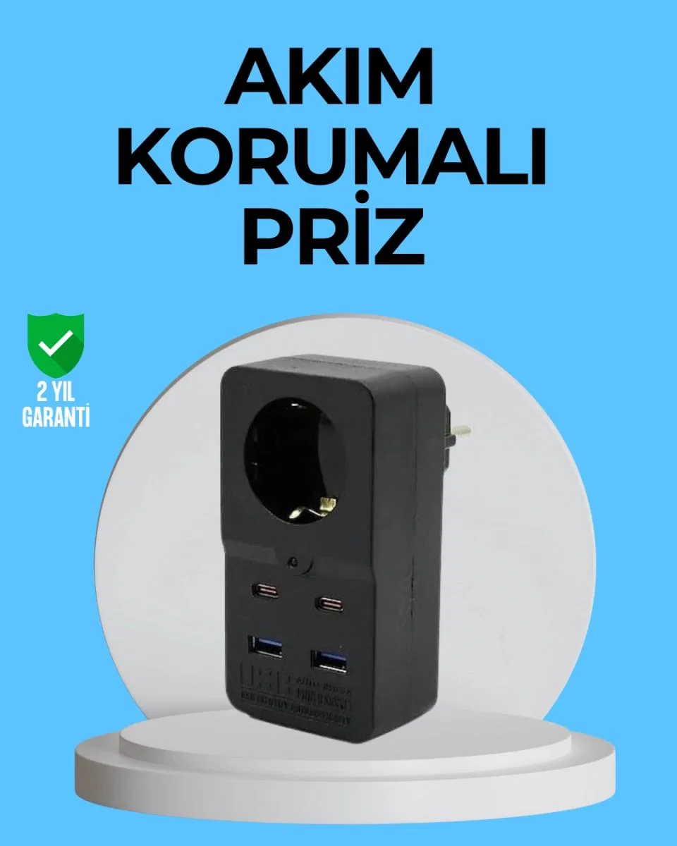 Termal Korumalı Priz Otomatik Çocuk Kilidi 4 Usb Type C