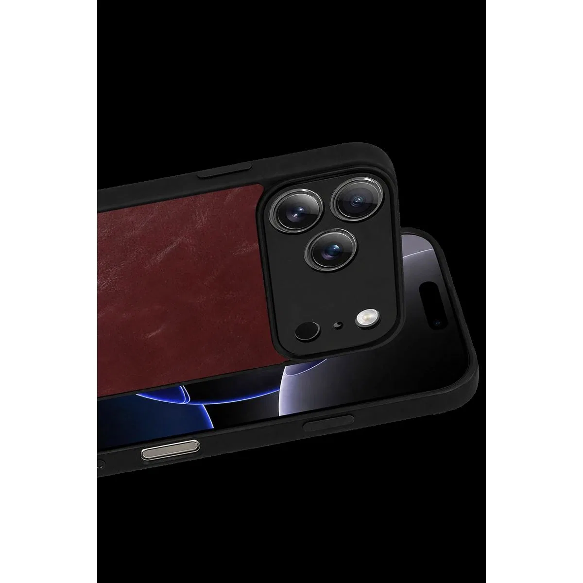 Apple İphone 17 Pro Aras Deri Kapak - Bordo görsel 2