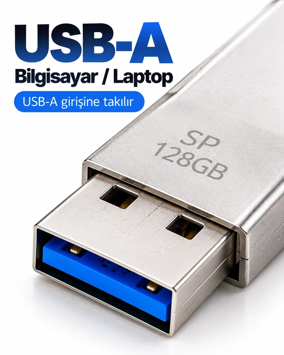 128GB 4’lü Girişli Flash Bellek Lightning Type-C USB-A MicroUSB Telefon Tablet Bilgisayar Uyumlu görsel 4