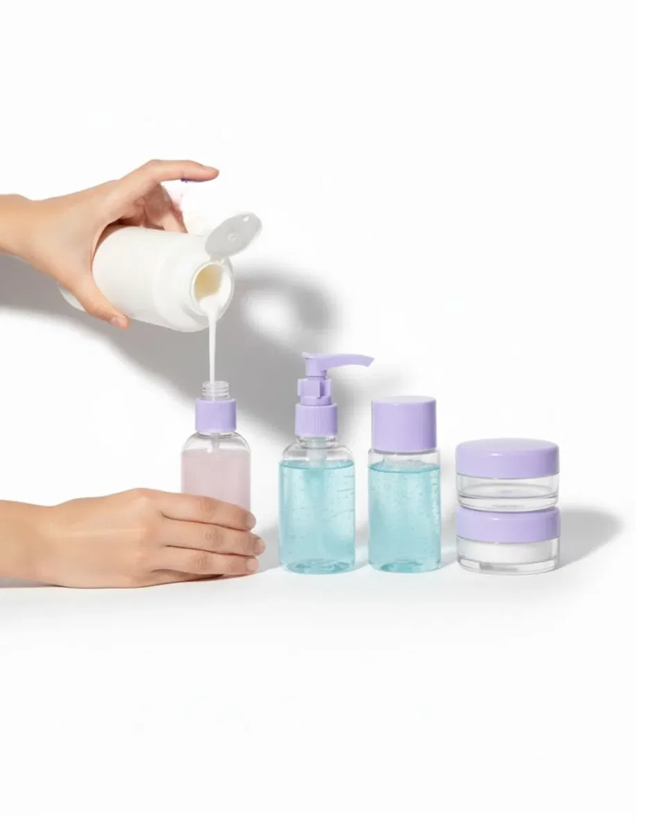 5 Parça Şeffaf Seyahat Kozmetik Seti 30 ml görsel 5