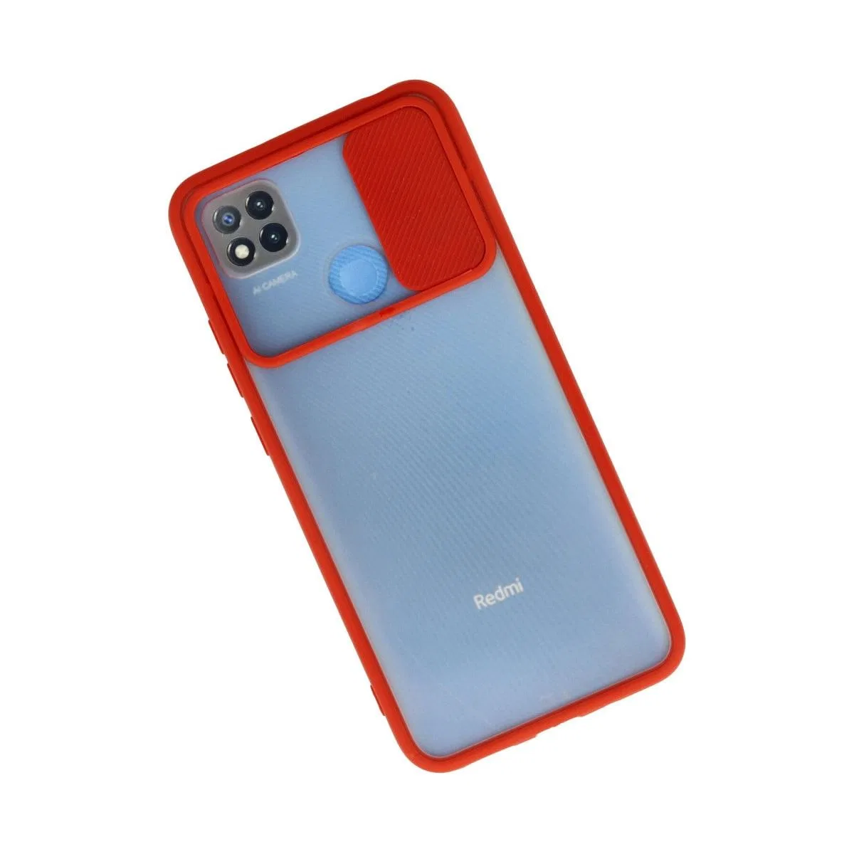 Xiaomi Redmi 9c Kılıf Palm Buzlu Kamera Sürgülü Silikon - Kırmızı görsel 2