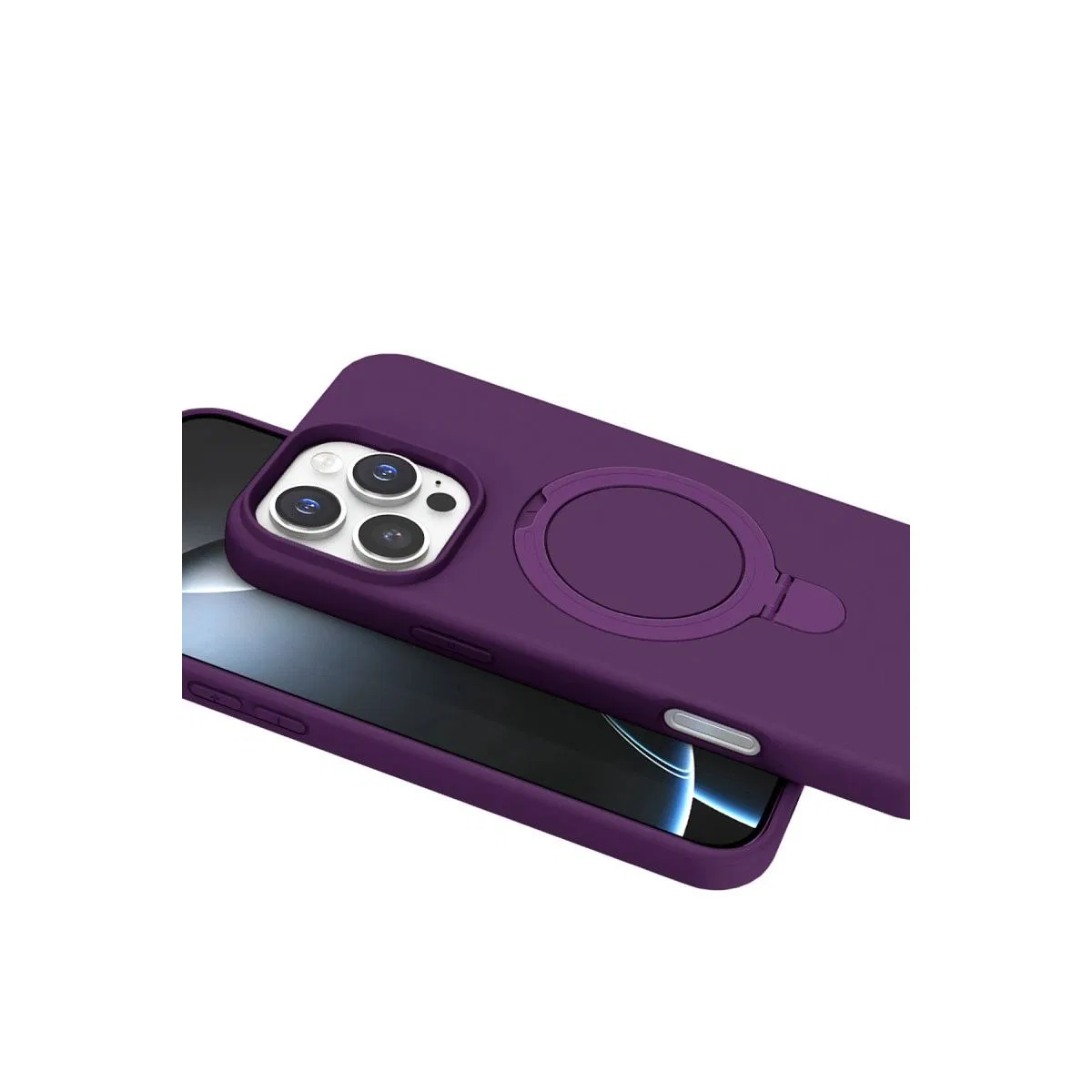 Apple İphone 16 Pro Max Regal Magsafe Standlı Kapak - Derin Mor görsel 4