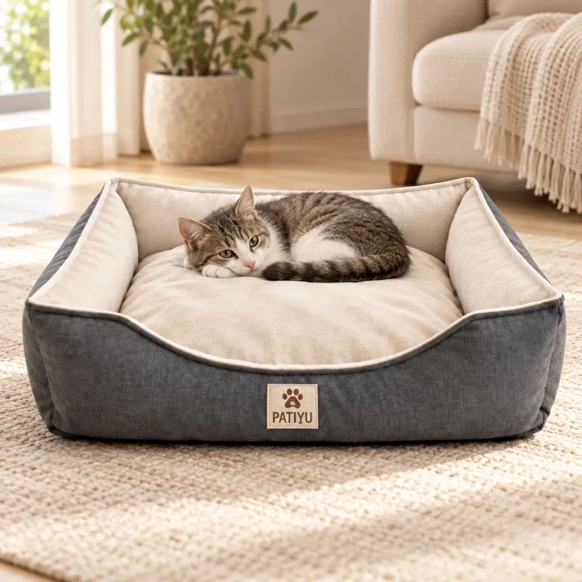 Kedi Köpek Yatağı Luna Premium Yatak - Gri / Medium görsel 2