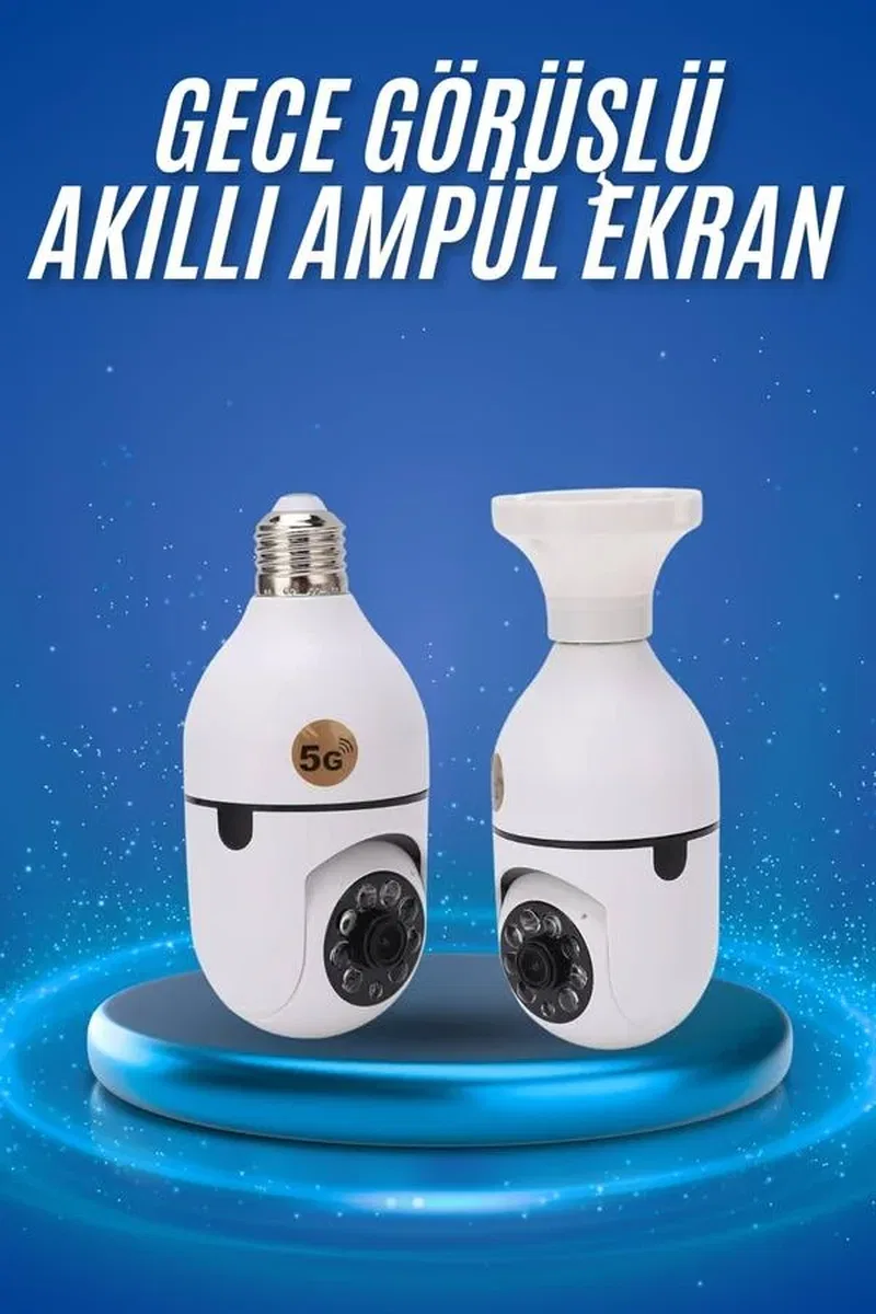 Gece Görüşlü Akıllı Dönebilen Ev Kamerası Ampül Kamera görsel 2
