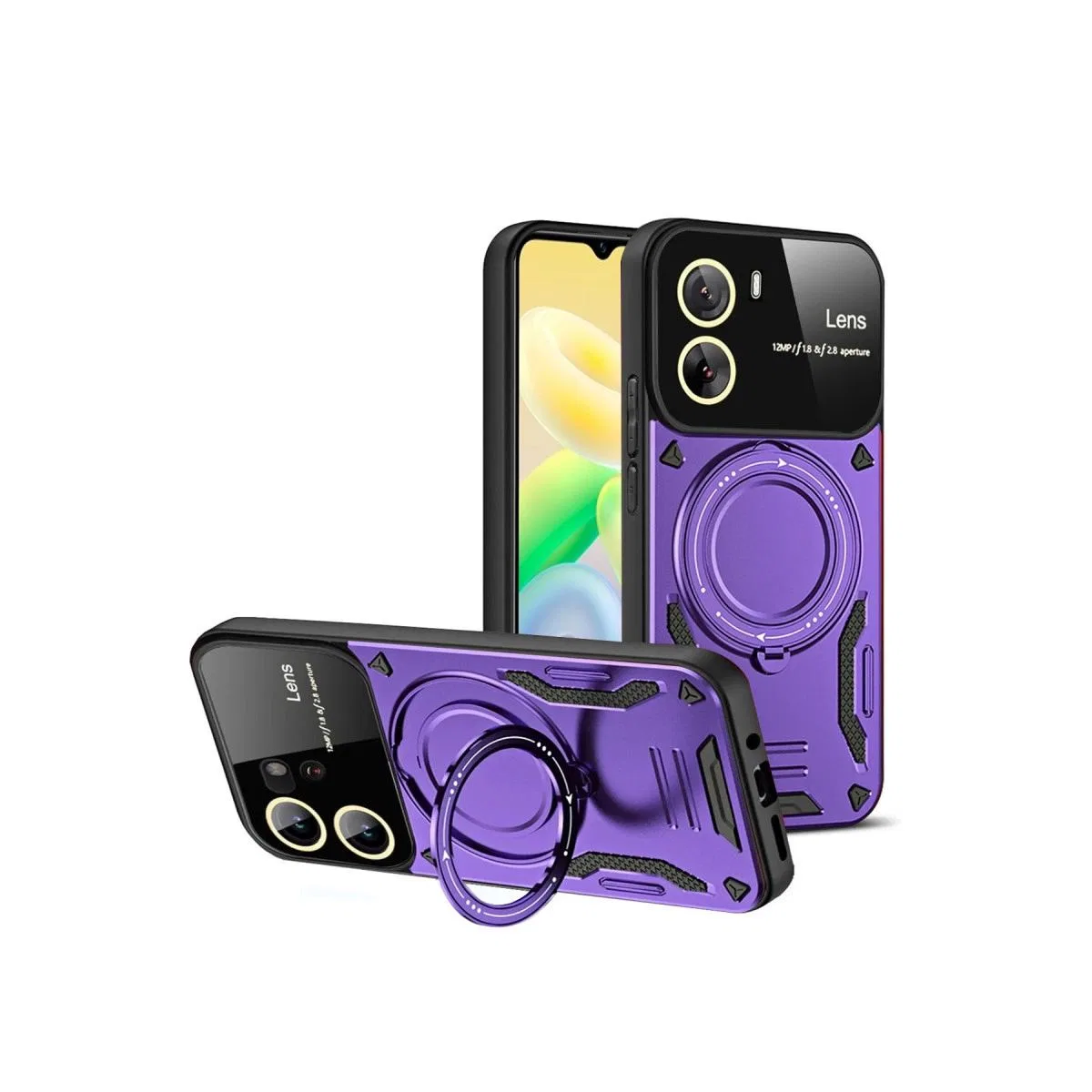 Vivo Y16 Kılıf Joy Lens Standlı Kapak - Mor