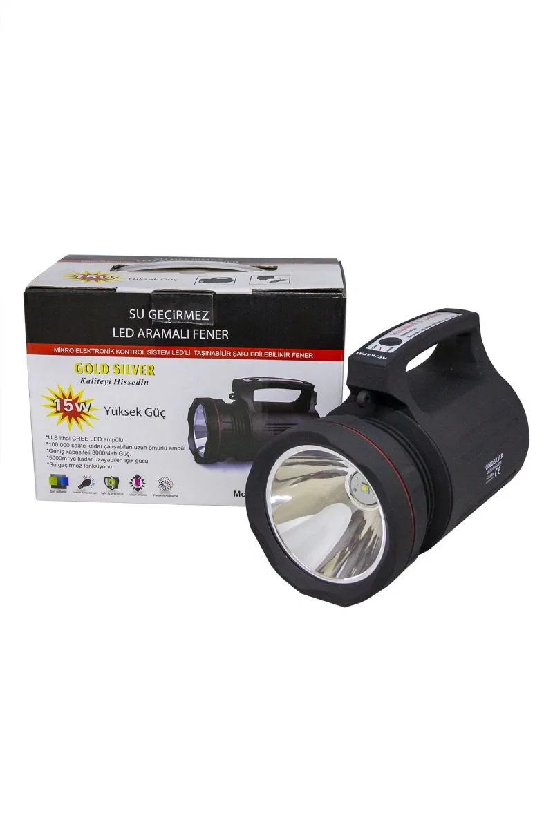 Gs-8006 Parlak Ledli Taşınabilir Şarj Edilebilir El Feneri 15w görsel 4