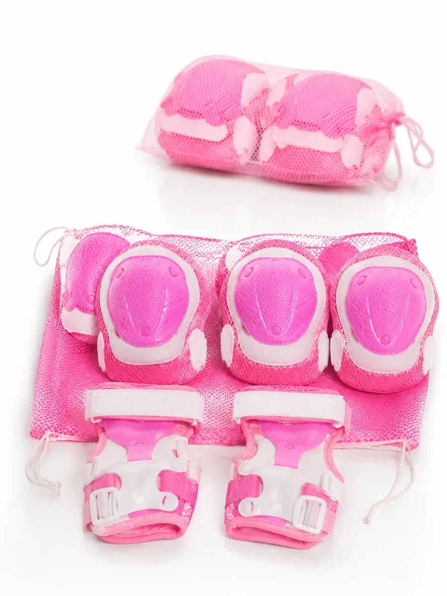 Çocuk Koruyucu Pembe Çocuk Koruyucu Spor Seti Dizlik Dirseklik El Bilek Koruyucu görsel 4