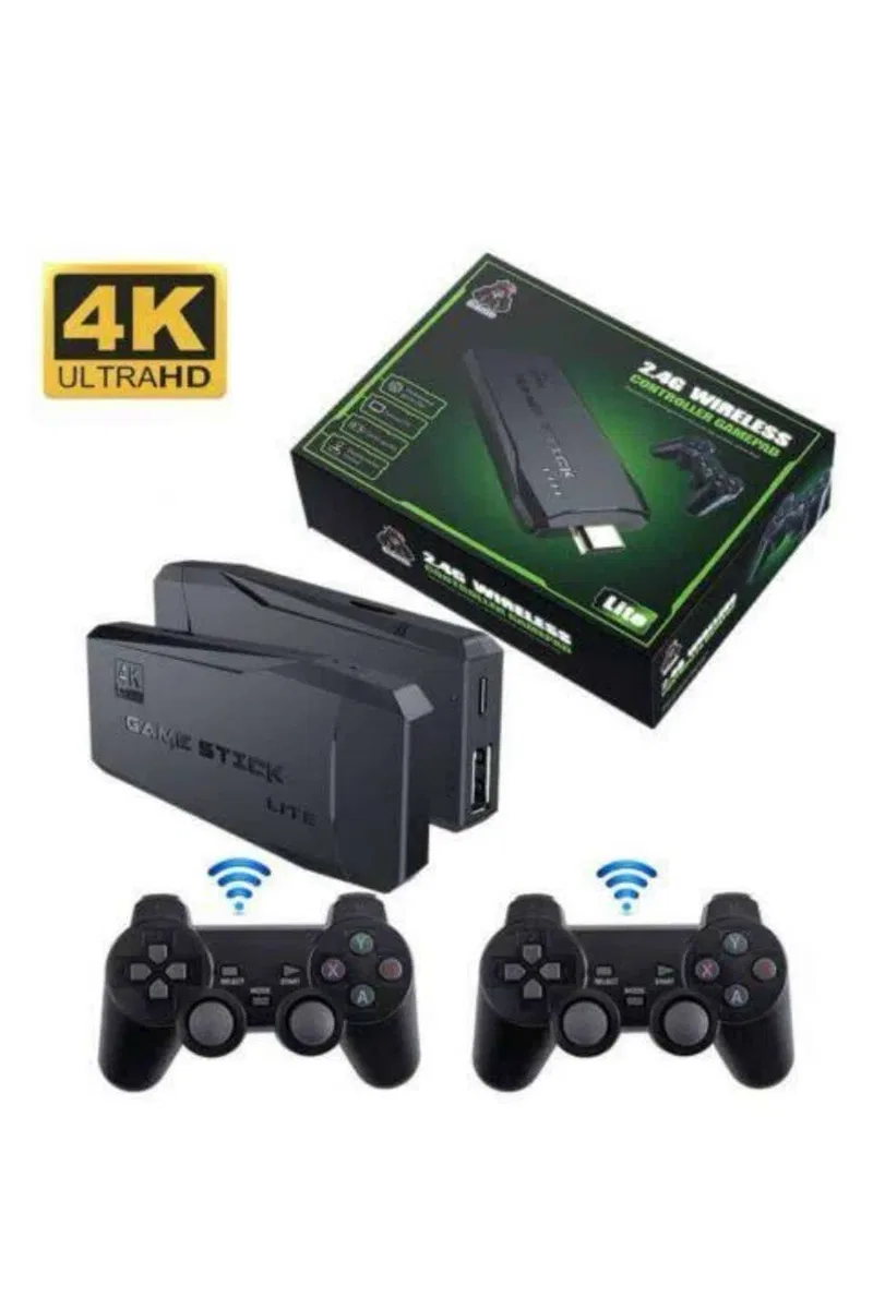 Retro Oyunlar 4k Game Stick 2. 4g Kablosuz Çift Kol 3500 Oyun Atari görsel 3