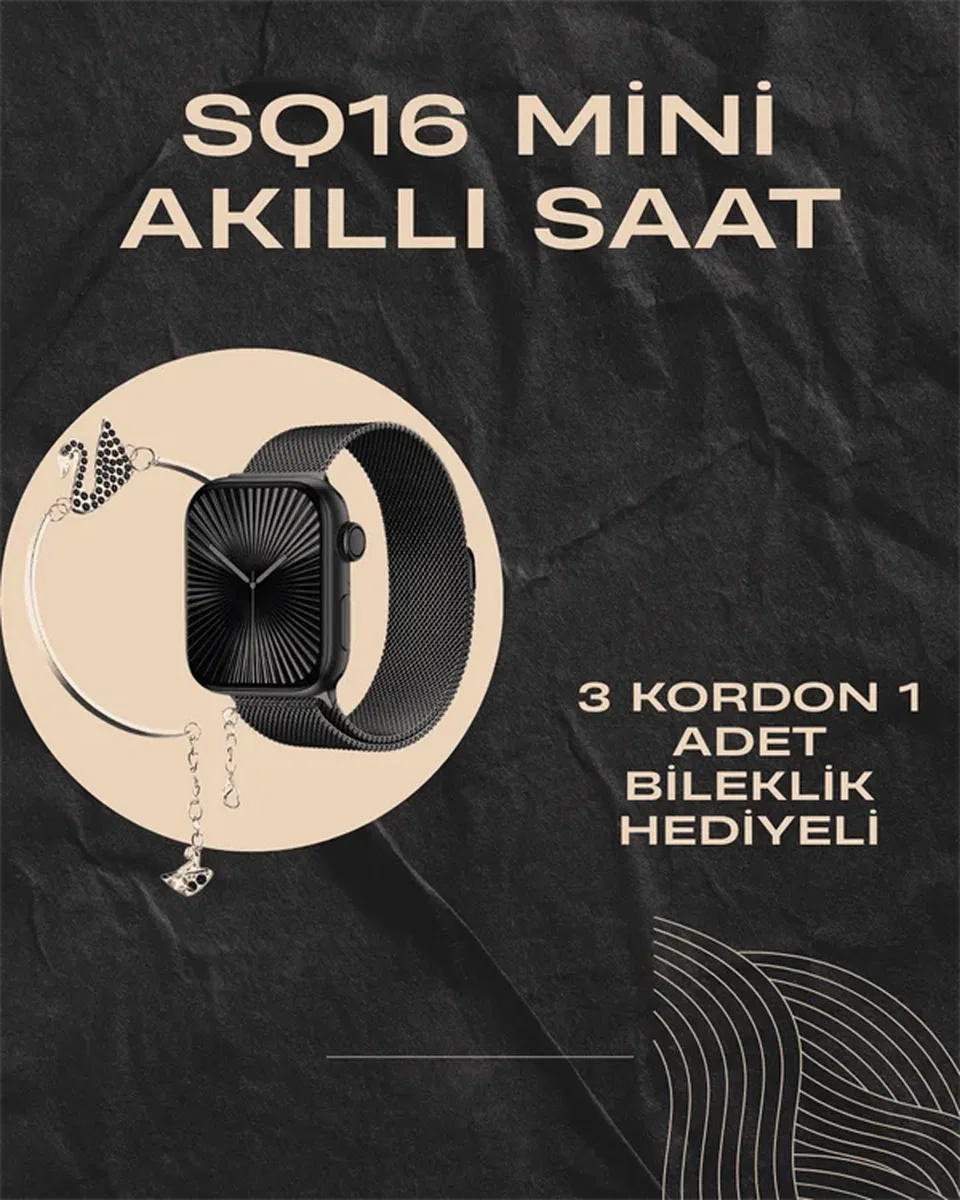 SQ-16 Mini Series 10 Akıllı Saat | Şık ve Hafif Tasarım, 3 Kordon Seçeneği görsel 2