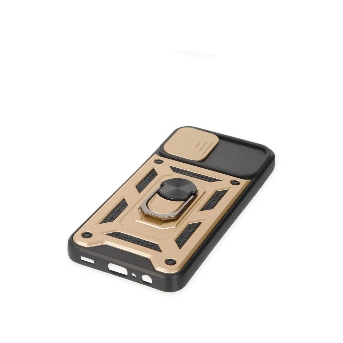 Samsung Galaxy A03 Kılıf Pars Lens Yüzüklü Silikon - Gold görsel 4